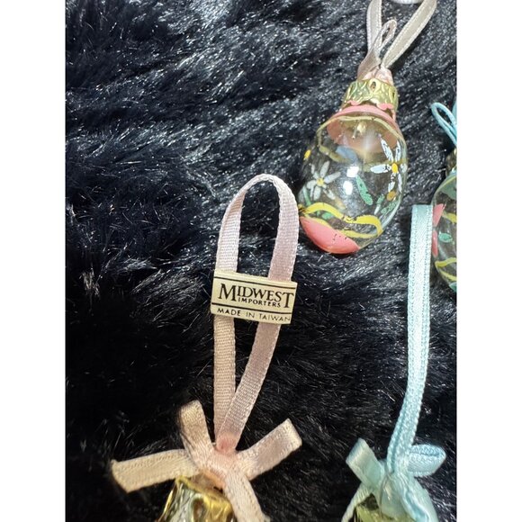 Set Of 12 Midwest Glass Hand-Painted Easter Egg Ornaments With Ribbon Hangers - Picture 9 of 10